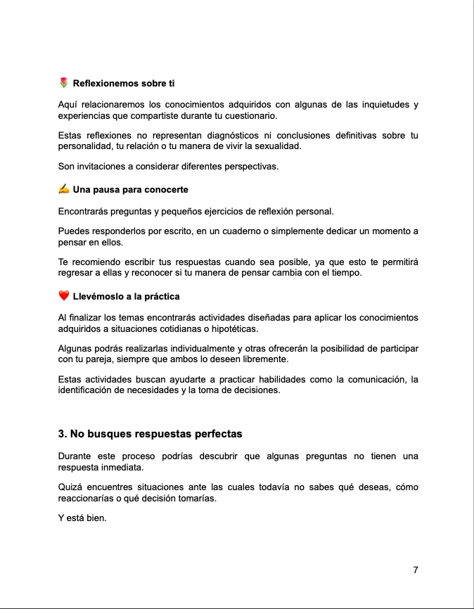 Página 7: reflexiones y actividades de la guía